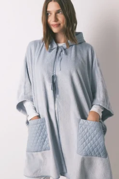 Women'secret Roupões-Poncho polar curto com relevo azul