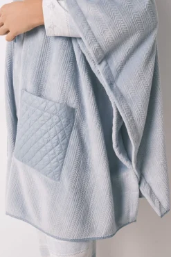 Women'secret Roupões-Poncho polar curto com relevo azul