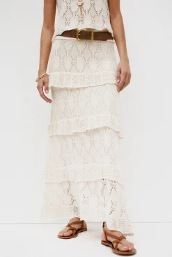 Hoss Intropia Saias-Raquel. Saia midi de malha Beige