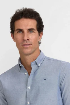 Silbon Camisas-Raquete de camisa esportiva Oxford Azul