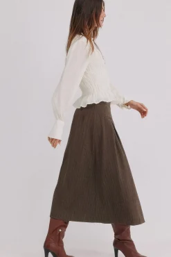 Hoss Intropia Saias-Reis. Saia plissada Castanho