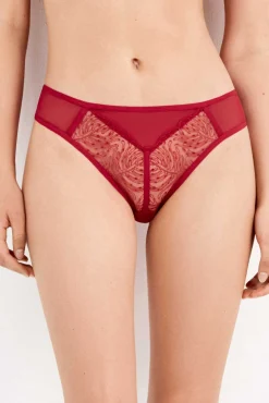 Gisela Roupa Interior-Renda de renda com franjas cuequinha vermelho