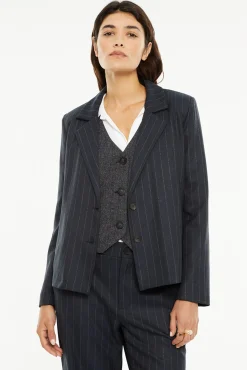 System Action Blazers|Sobretudos-risca de giz americana azul