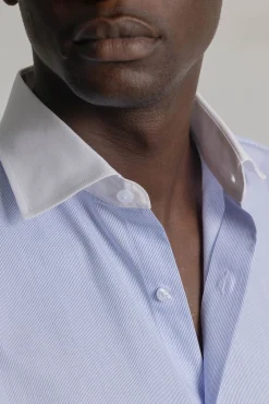 PuroEGO Camisas|Camisas Clássicas-Riscas listrada regular Azul