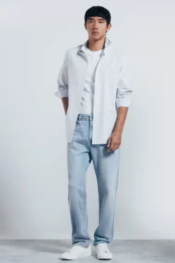 Springfield Camisas-Riscas Oxford listrada azul