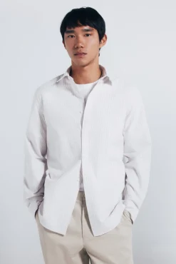 Springfield Camisas-Riscas Oxford listrada bege