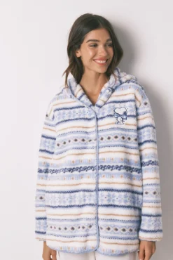 Women'secret Roupões-Robe com capuz e bordas do Snoopy azul