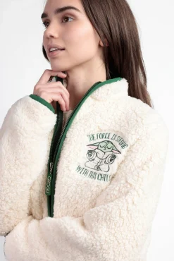 Admas Roupões-Robe curta borrego baby Yoda Mandalorian mulher bege