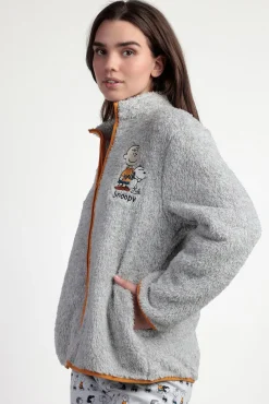 Admas Roupões-Robe curta borrego Snoopy&Friends para mulher cinzento