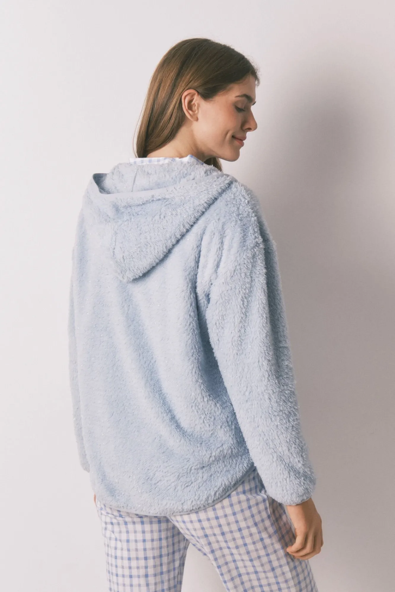 Women'secret Roupões-Robe curta de tecido de pelo lurex azul