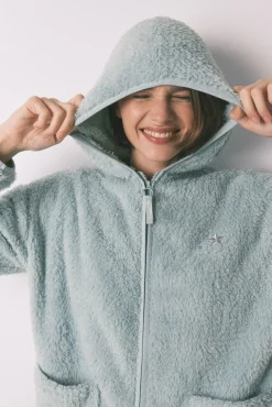 Women'secret Roupões-Robe curta tecido pelo lurex verde