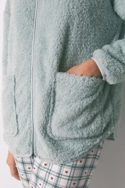 Women'secret Roupões-Robe curta tecido pelo lurex verde