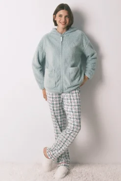 Women'secret Roupões-Robe curta tecido pelo lurex verde