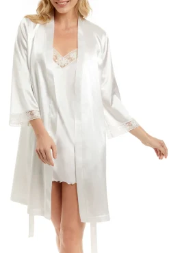 Ivette Bridal Roupões-Robe curto de cetim Sabela bege