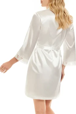 Ivette Bridal Roupões-Robe curto de cetim Sabela bege