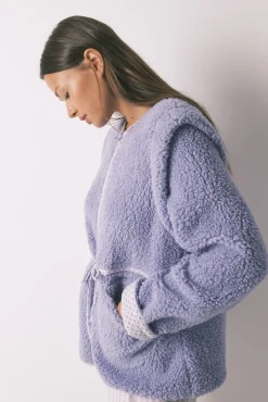 Women'secret Roupões-Robe curto de pele de borrego lilás rosa