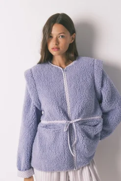 Women'secret Roupões-Robe curto de pele de borrego lilás rosa