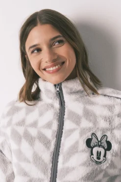 Women'secret Roupões-Robe curto de pelo estampado da Minnie cinzento