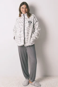 Women'secret Roupões-Robe curto de pelo estampado da Minnie cinzento