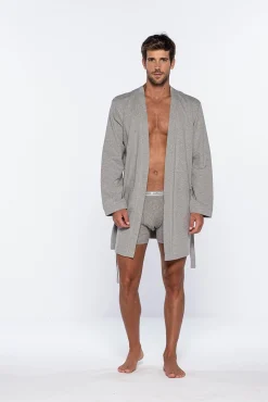 Punto Blanco Pijamas-Robe curto masculino cinzento