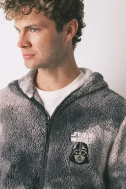 Women'secret Pijamas-Robe curto masculino com pelo cinza Star Wars cinzento