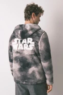 Women'secret Pijamas-Robe curto masculino com pelo cinza Star Wars cinzento
