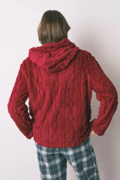 Women'secret Roupões-Robe curto polar com capuz suave vermelho