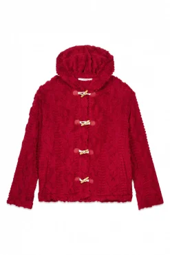 Women'secret Roupões-Robe curto polar com capuz suave vermelho