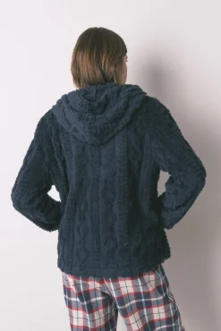 Women'secret Roupões-Robe curto polar com capuz suave azul