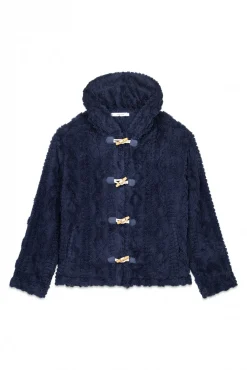 Women'secret Roupões-Robe curto polar com capuz suave azul