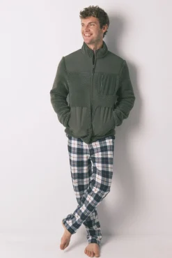 Women'secret Pijamas-Robe curto verde de borrego masculino bege