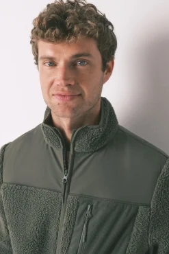 Women'secret Pijamas-Robe curto verde de borrego masculino bege