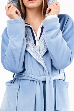 Gisela Roupões-Robe de microfibra claro azul