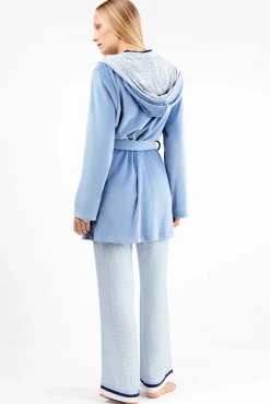 Gisela Roupões-Robe de microfibra claro azul