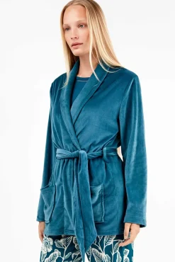 Gisela Roupões-Robe em tecido polar elástico estampado