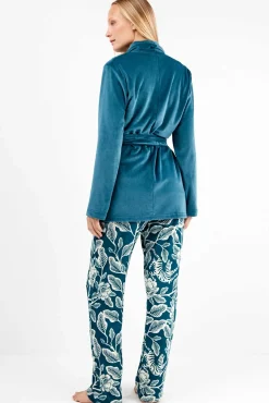 Gisela Roupões-Robe em tecido polar elástico estampado
