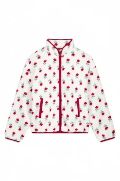 Women'secret Roupões-Robe estilo túnica de pelo branco com flores bege