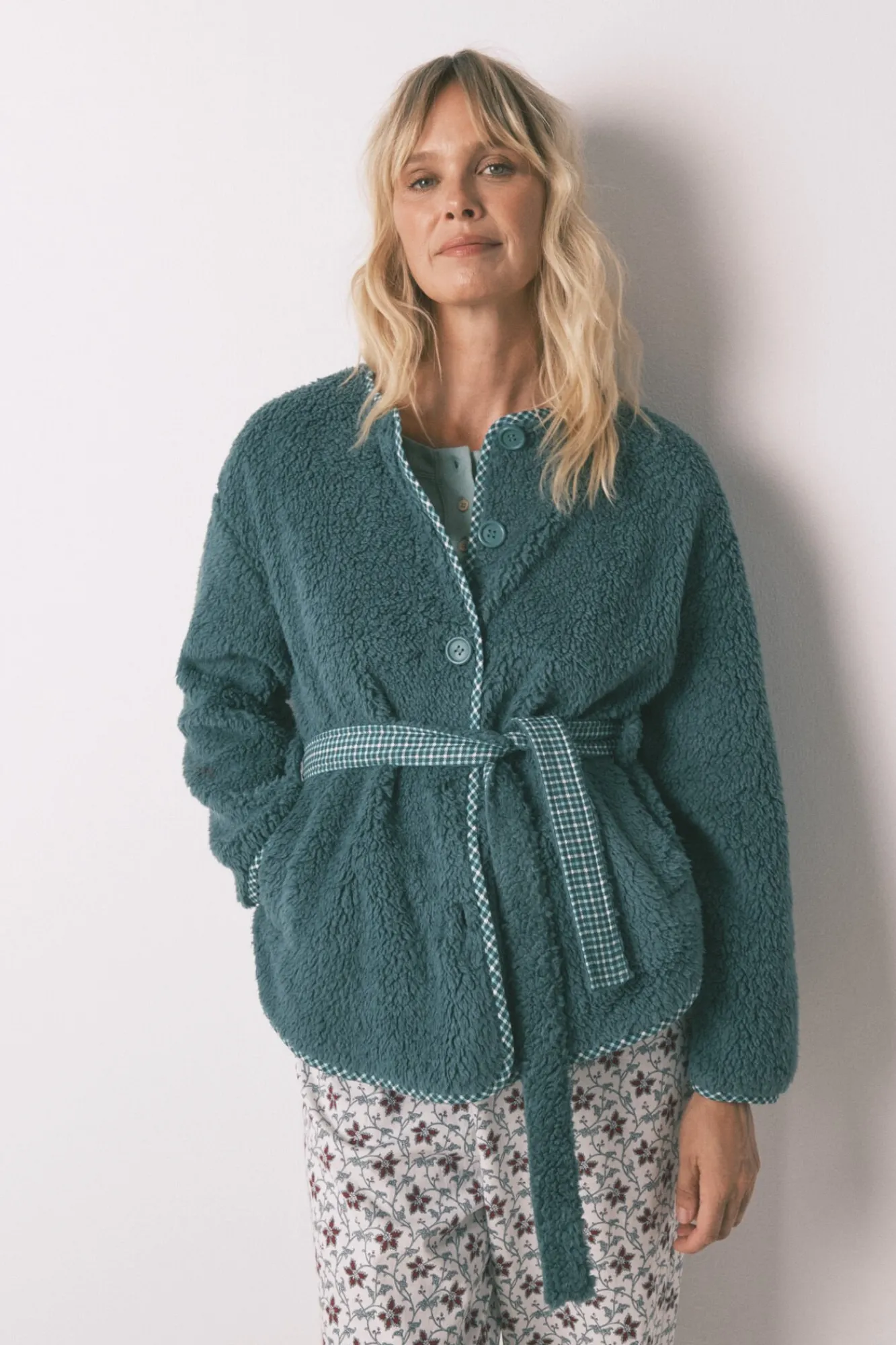 Women'secret Roupões-Robe estilo túnica de pelo verde