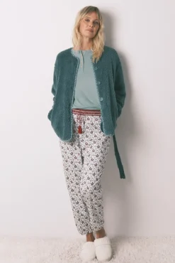 Women'secret Roupões-Robe estilo túnica de pelo verde