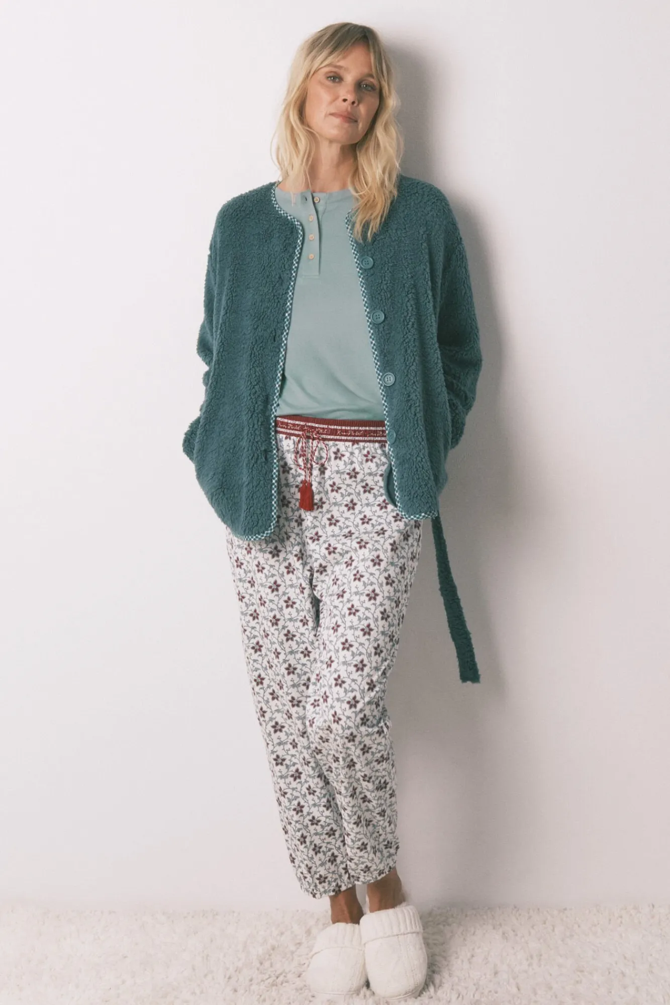 Women'secret Roupões-Robe estilo túnica de pelo verde