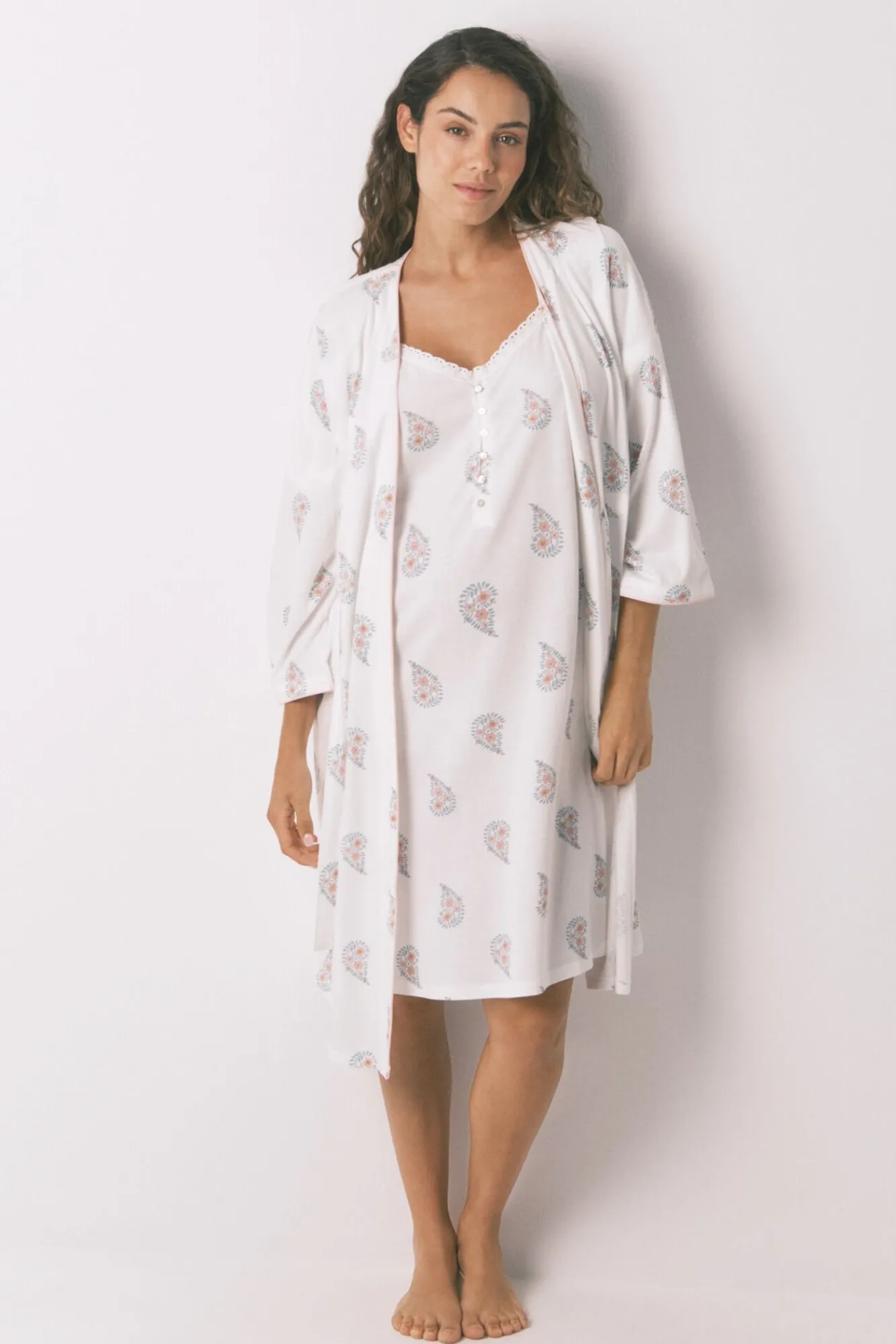 Women'secret Maternidade|Roupões-Robe longo "maternity" com estampa floral bege