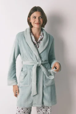 Women'secret Roupões-Robe midi cruzado de polar azul