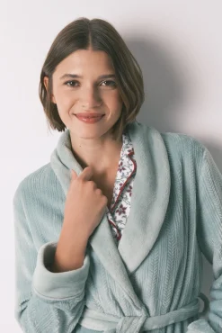 Women'secret Roupões-Robe midi cruzado de polar azul