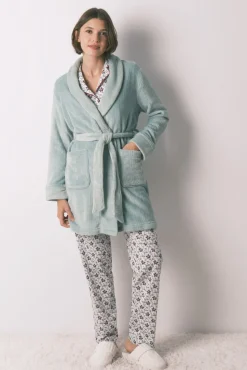 Women'secret Roupões-Robe midi cruzado de polar azul