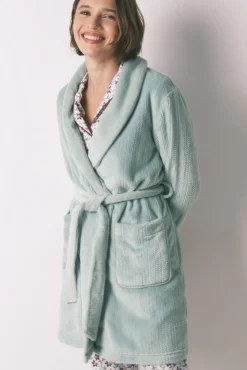 Women'secret Roupões-Robe midi cruzado de polar azul