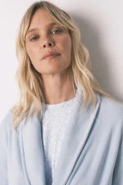 Women'secret Roupões-Robe midi de veludo com glitter azul