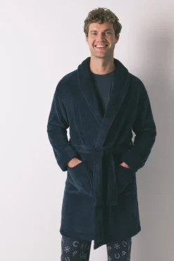 Women'secret Pijamas-Robe midi polar masculino azul