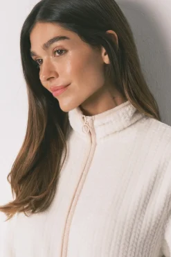 Women'secret Roupões-Robe midi tecido polar branco bege