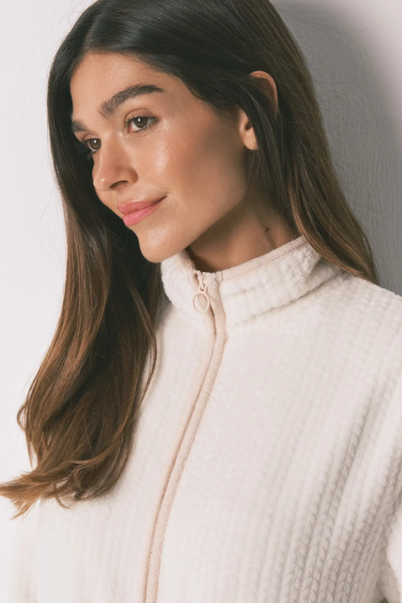 Women'secret Roupões-Robe midi tecido polar branco bege