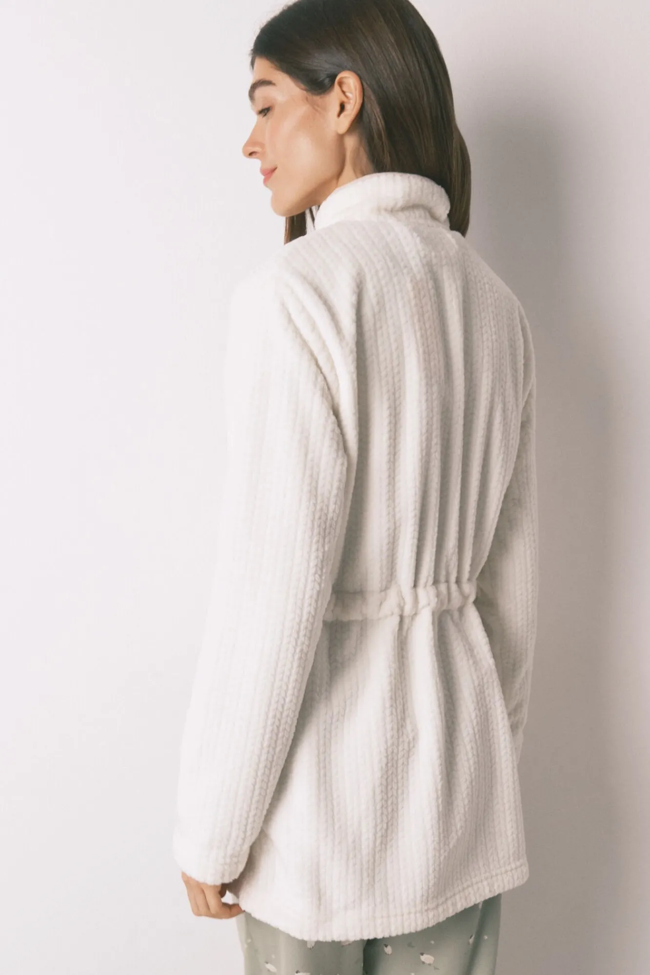 Women'secret Roupões-Robe midi tecido polar branco bege